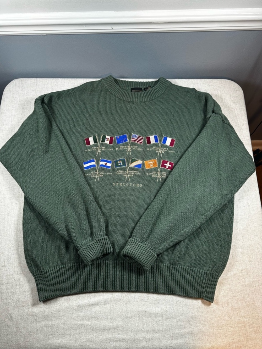 Structure Men's Green Crewneck Sweater XL